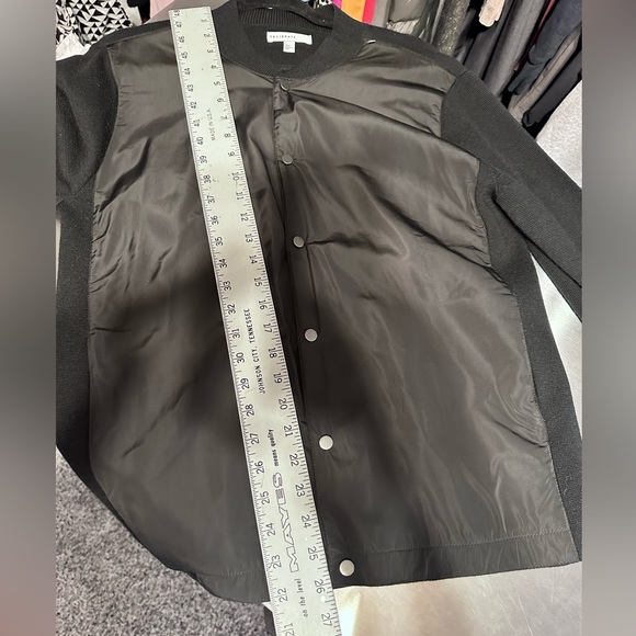 Nordstrom Varsity Jacket Casual Snap Front Nylon Wool Knit BLACK SZ SMALL NEW! - Picture 15 of 16